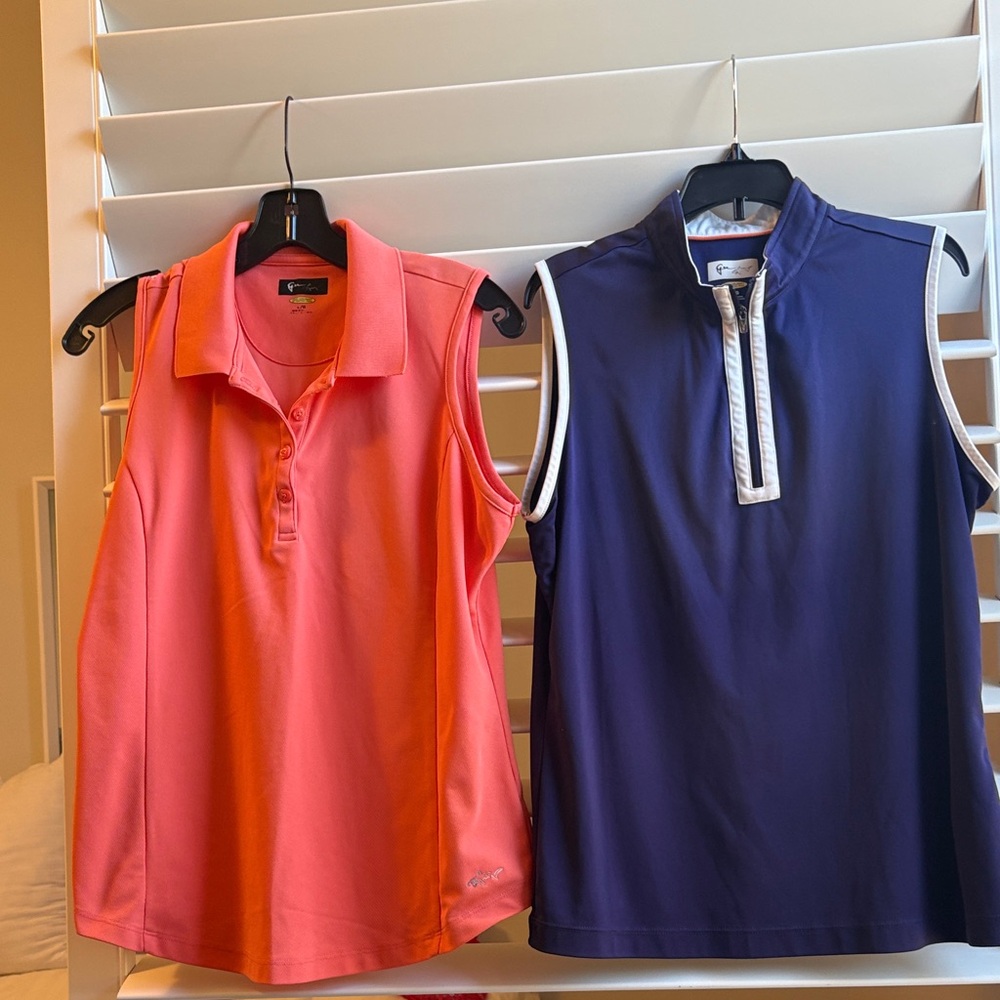Greg Norman Collection Women's  2 Lot Bundle  Golf   Sleeveless Tops: Sz: L EUC